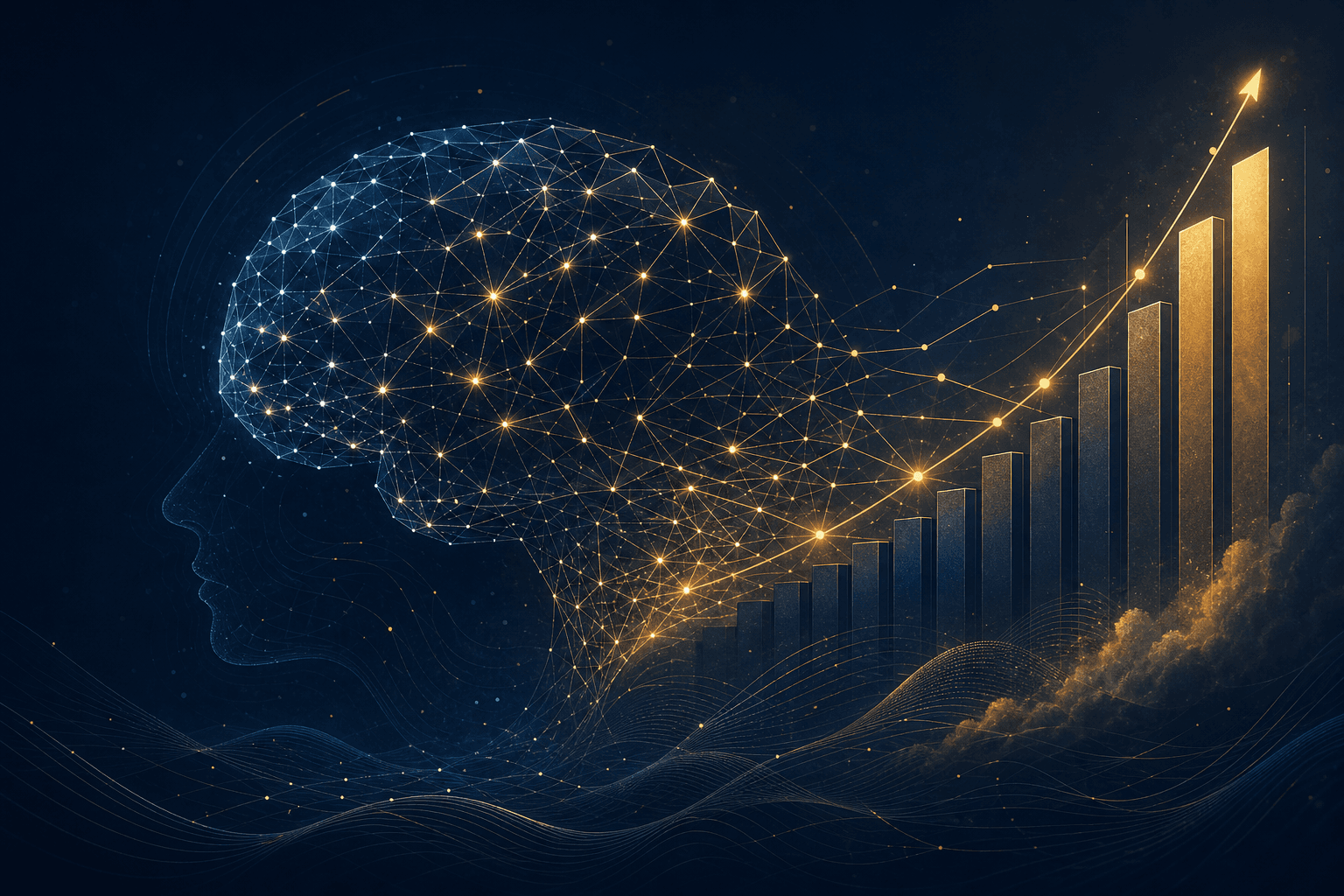 Abstract visualization of sales psychology and business growth